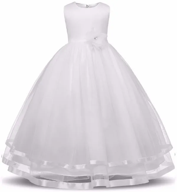 White_Satin_Cotton_Blend_Premium_Gown_Dress_For_Girls
