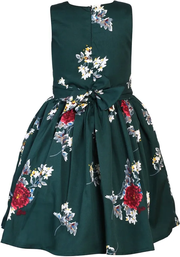 Bottle_Green_Crepe_Premium_Fit_And_Flare_Dress_For_Girls