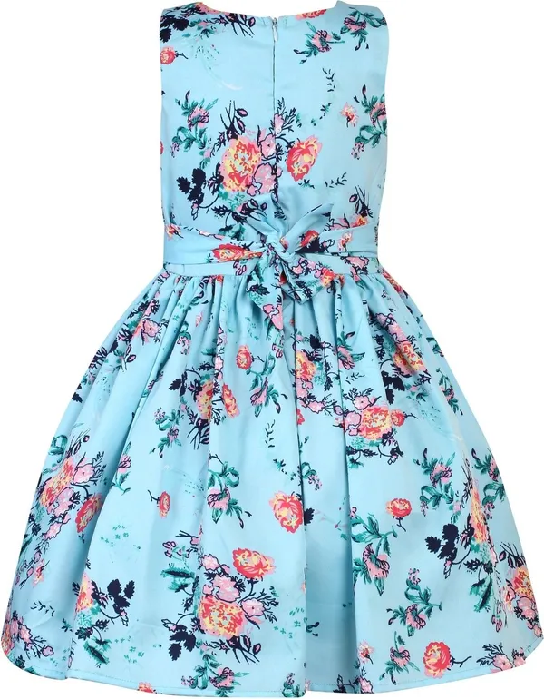 Turquoise_Crepe_Premium_Fit_And_Flare_Dress_For_Girls