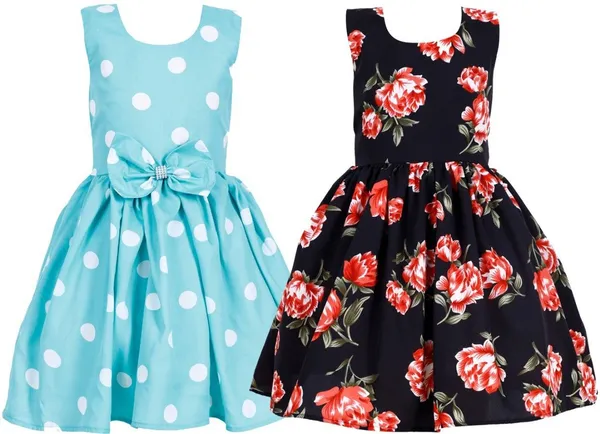 Black_And_Sea_Green_Crepe_Premium_Fit_And_Flare_Dress_For_Girls_(Pack_Of_2)