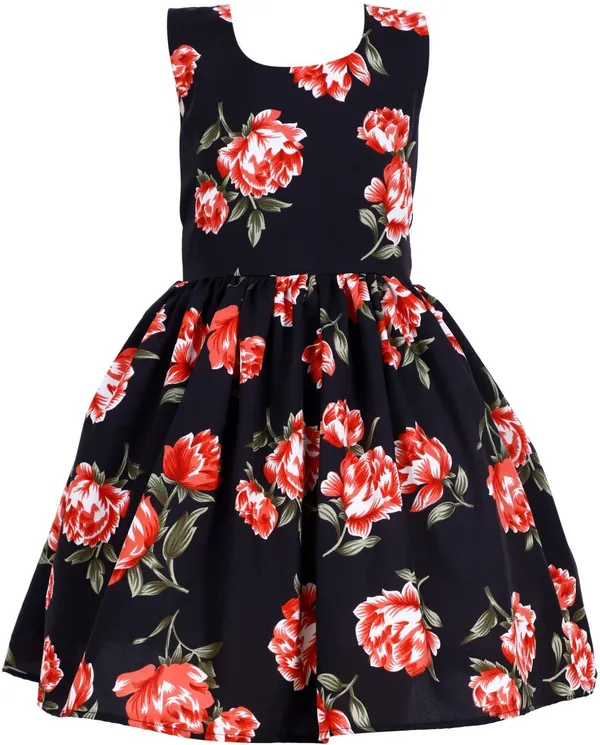 Multicolor_Crepe_Premium_Fit_And_Flare_Dress_For_Girls