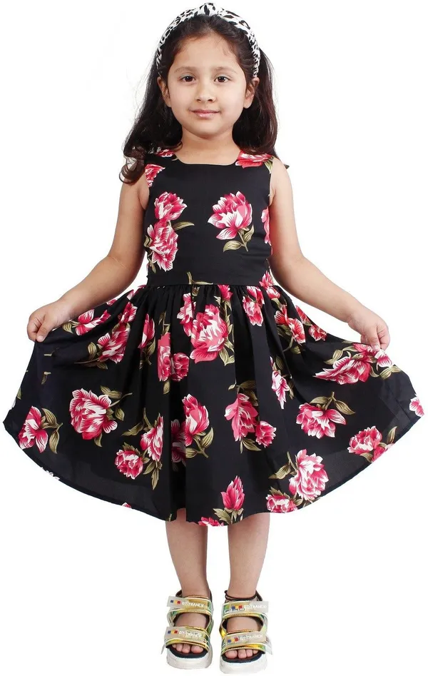 Black_Crepe_Premium_Fit_And_Flare_Dress_For_Girls