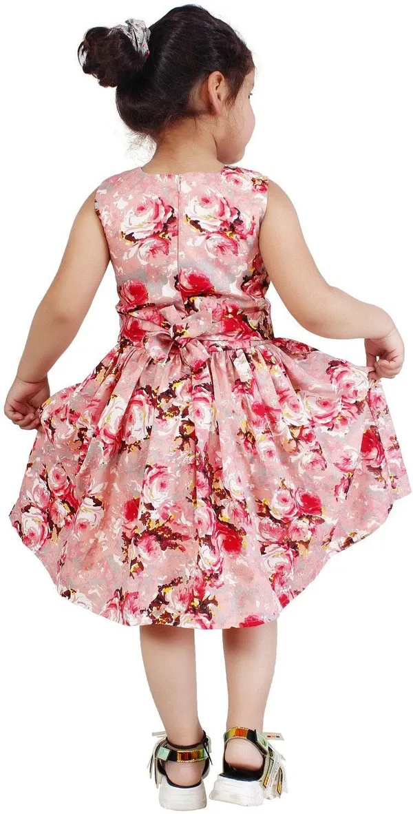 Peach_Print_Crepe_Premium_Fit_And_Flare_Dress_For_Girls
