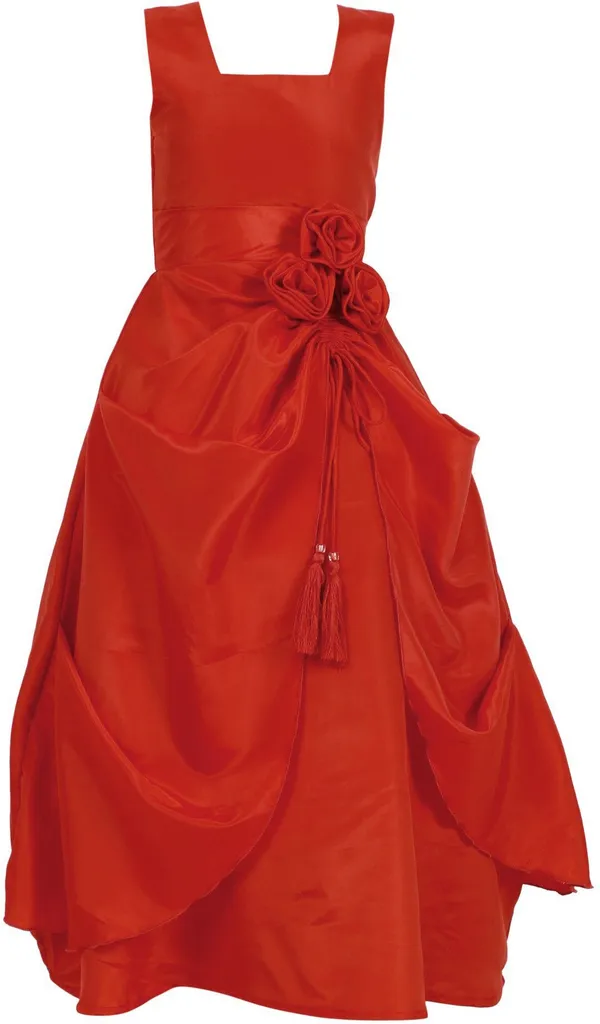 Red_Satin_Cotton_Linen_Premium_Gown_Dress_For_Girls