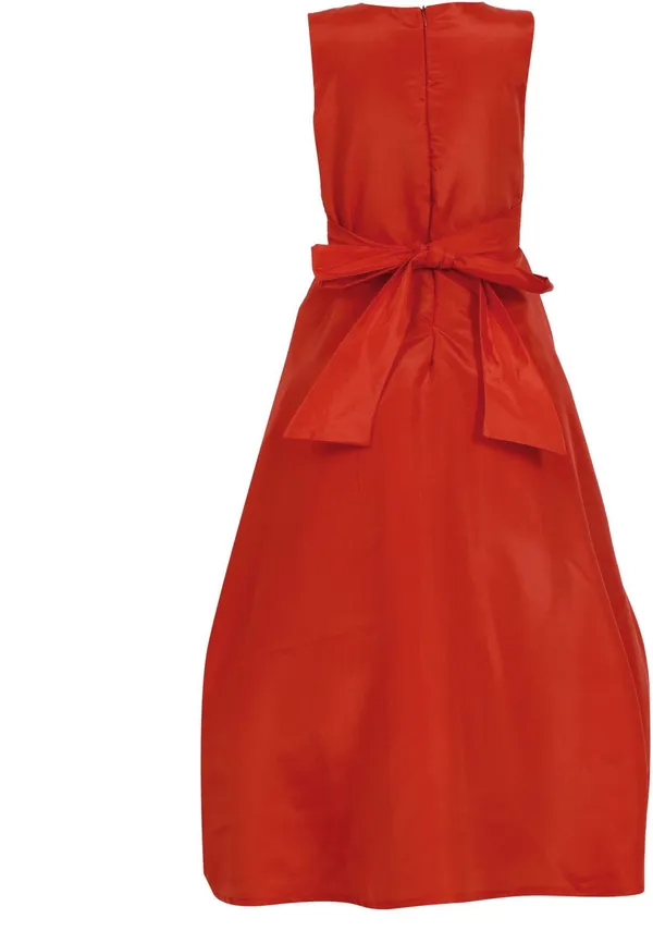 Red_Satin_Cotton_Linen_Premium_Gown_Dress_For_Girls