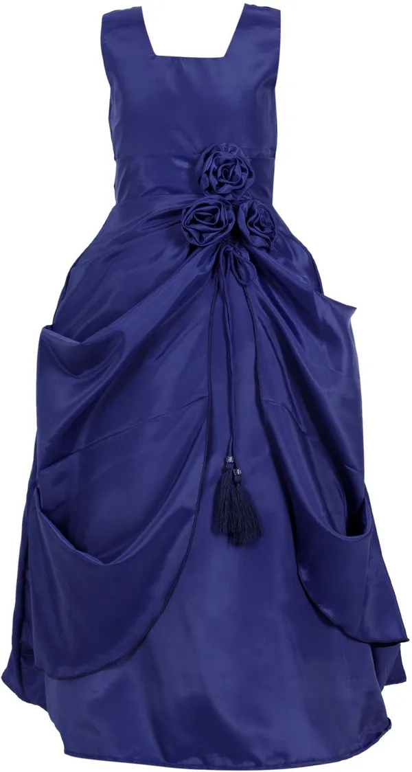 Navy_Blue_Satin_Cotton_Linen_Premium_Gown_Dress_For_Girls