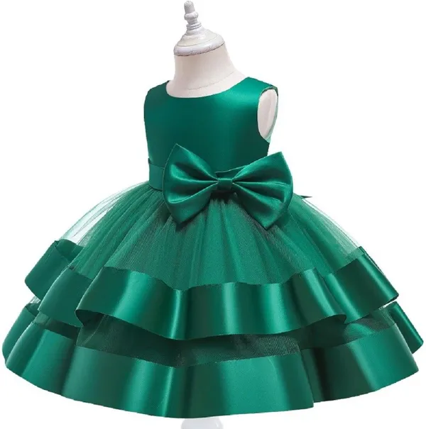 Bottle_Green_Satin_Premium_Fit_And_Flare_Dress_For_Girls