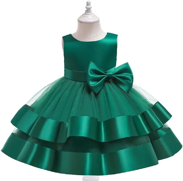 Bottle_Green_Satin_Premium_Fit_And_Flare_Dress_For_Girls