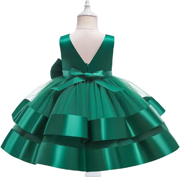 Bottle_Green_Satin_Premium_Fit_And_Flare_Dress_For_Girls