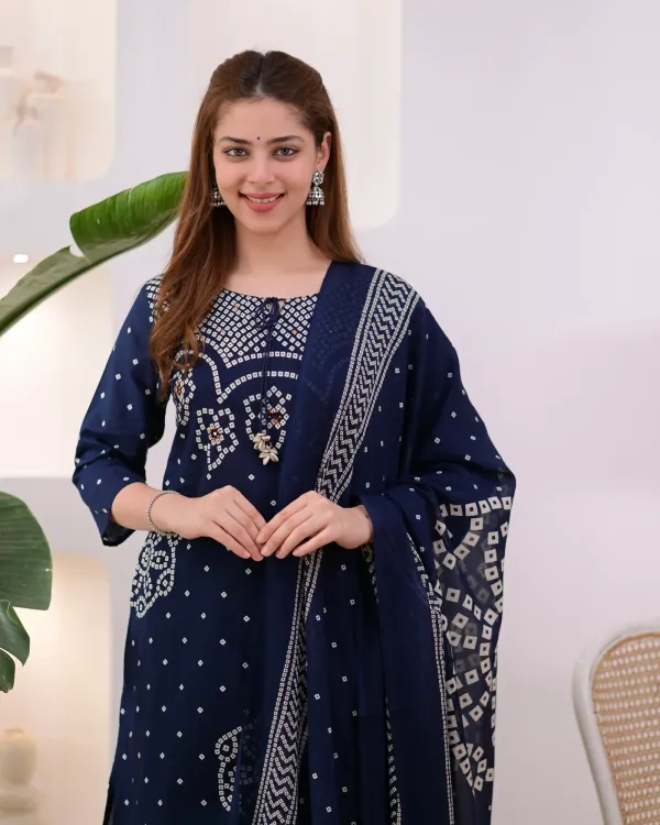 Biba_Jaipur_Noor-e-Navy_Bandhej_Mirror_Work_Cotton_Suit