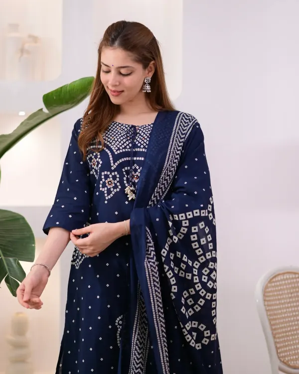 Biba_Jaipur_Noor-e-Navy_Bandhej_Mirror_Work_Cotton_Suit