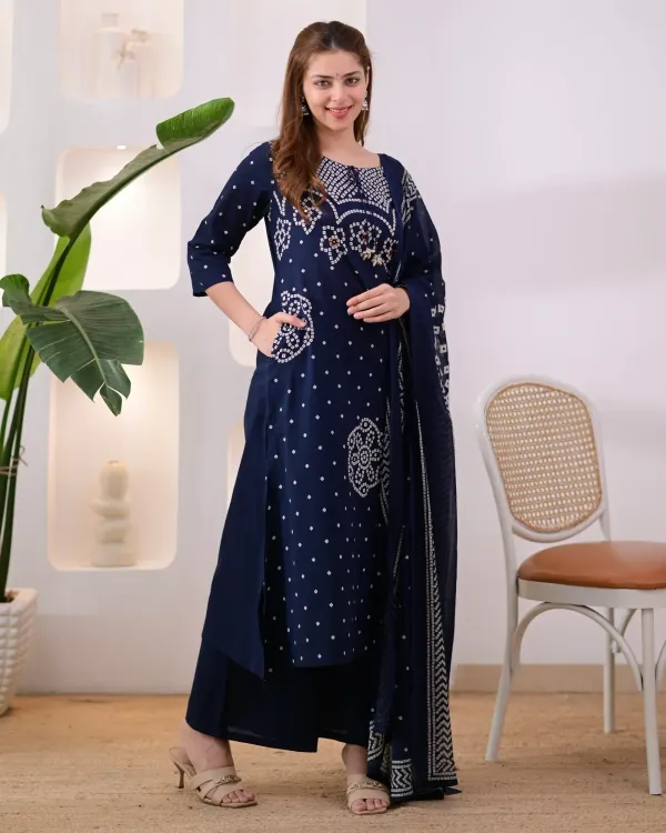 Biba_Jaipur_Noor-e-Navy_Bandhej_Mirror_Work_Cotton_Suit