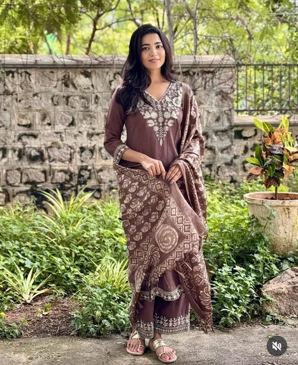 Biba_Jaipur_Coffee_Brown_Floral_Embroidered_Straight_Kurta_Set_with_Printed_Dupatta