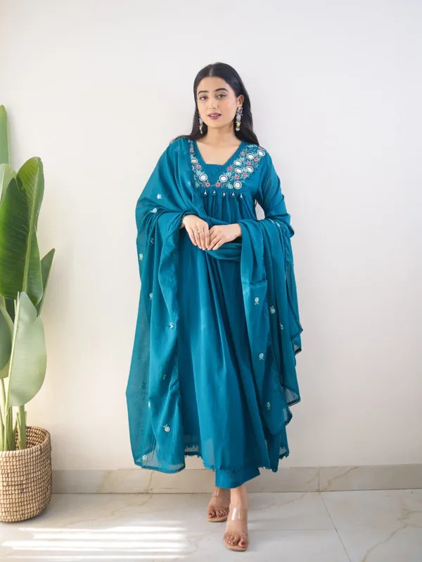 Elegant_Teal_Blue_Mirror_Work_Anarkali_Kurta_Set_with_Dupatta