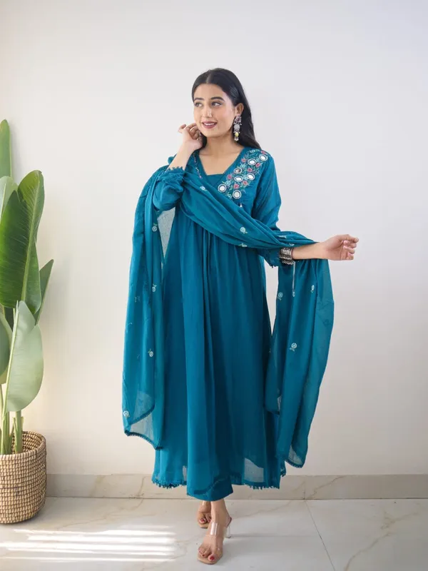 Elegant_Teal_Blue_Mirror_Work_Anarkali_Kurta_Set_with_Dupatta