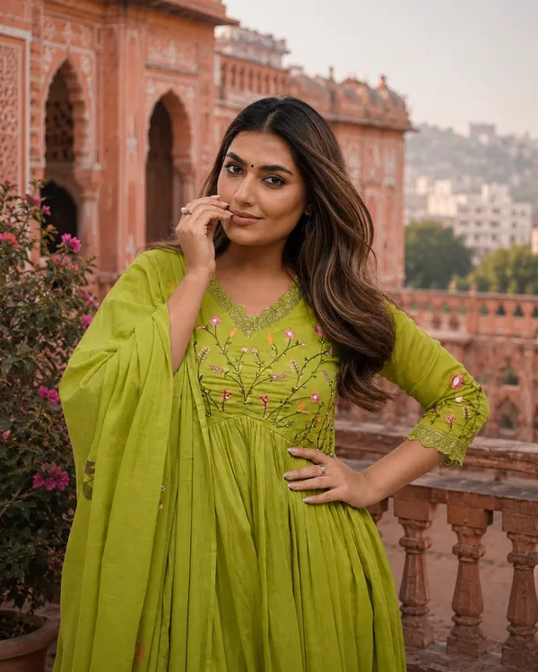 Green_Embroidered_Cotton_Kurta_and_Pant_Set_with_Dupatta