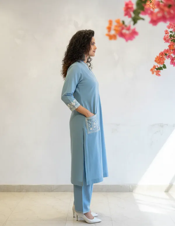 Sky_Blue_Cotton_Kurti_Palazzo_Set_For_Women