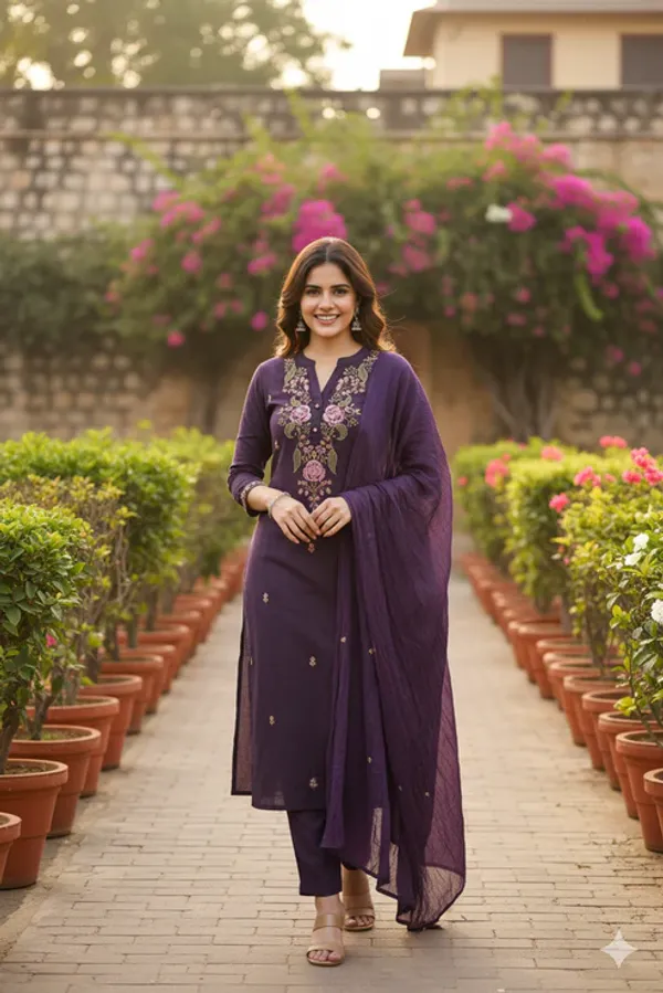 Purple_Cotton_Kurta_Set_For_Women