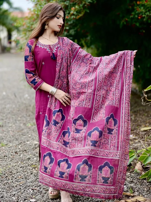 Royal_Magenta_Embroidered_Kurta_Set_with_Printed_Dupatta_|_Elegant_Ethnic_Wear_for_Women