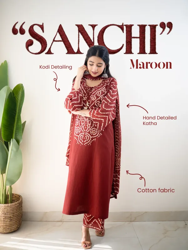 Rust-Maroon-Bandhani-Printed-Kurta-Set-with-Palazzo