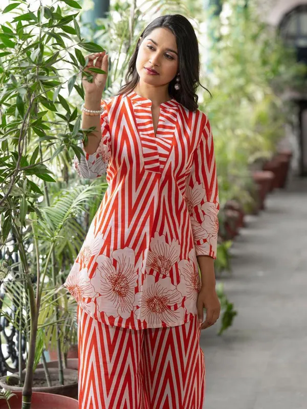 Women's_Orange_&_White_Floral_Printed_Co-Ord_Set