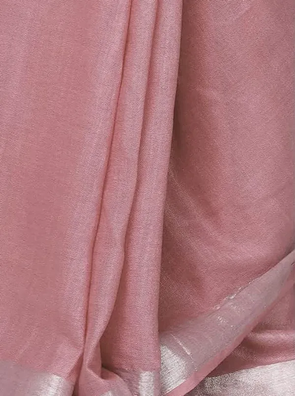 Peach_Linen_Slub_Ethnic_Wear_Saree_For_Women_With_Blouse