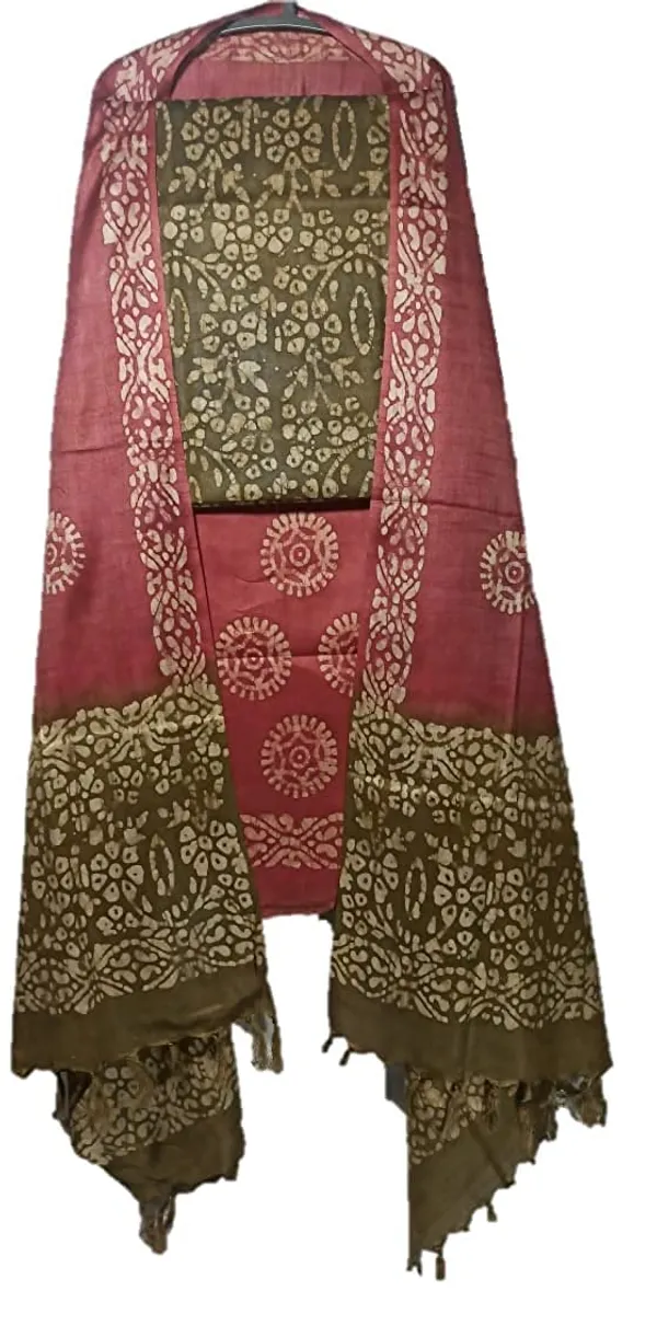 Brown_Cotton_Silk_Batik_Print_Unstitched_Salwar_Suit_Dress_Material_with_Duputta_For_Womens_And_Girls
