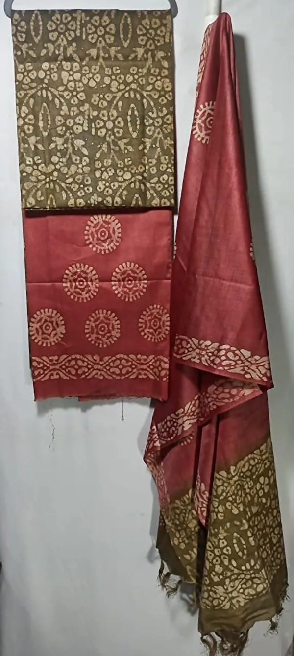 Brown_Cotton_Silk_Batik_Print_Unstitched_Salwar_Suit_Dress_Material_with_Duputta_For_Womens_And_Girls