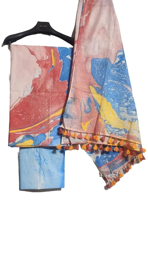 Peach_Handloom_Cotton_Silk_Marble_Print_Unstitched_Suit_Set_For_Women_With_Dupatta_Salwar_Suit_Dress_Material_For_Women_&_Girls