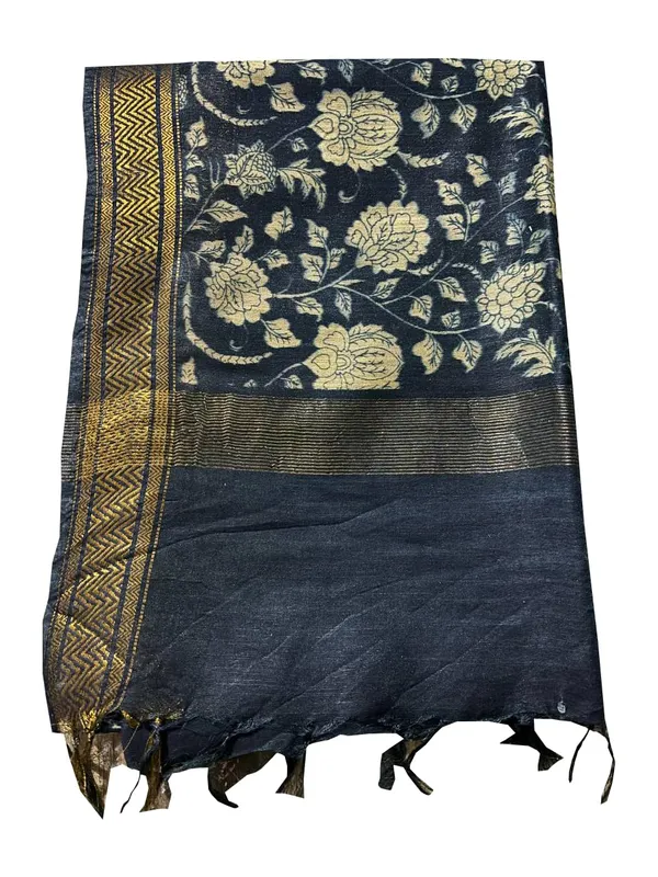 Black_Womenhandloom_Bhagalpuri_Semi_Silk_Blend_Printed_Saree_Ethnic_Wear_With_Running_Unstitched_Blouse_Piece