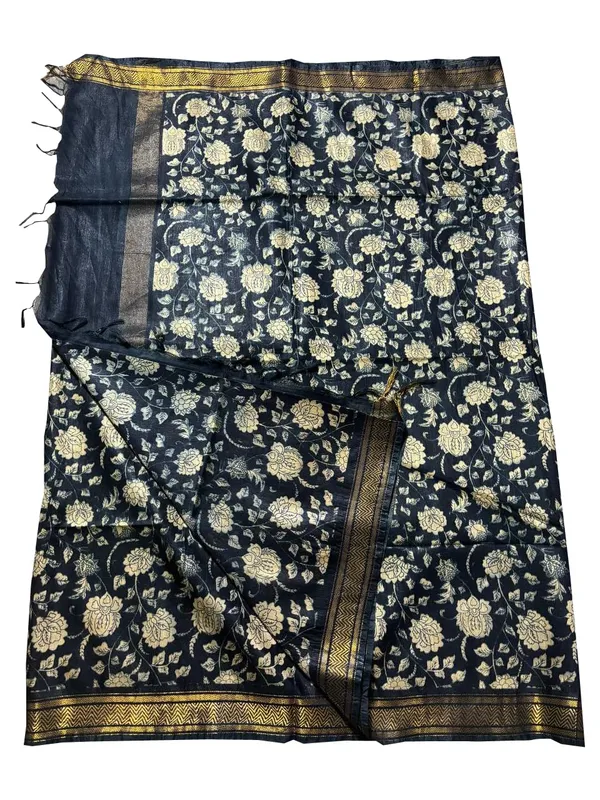 Black_Womenhandloom_Bhagalpuri_Semi_Silk_Blend_Printed_Saree_Ethnic_Wear_With_Running_Unstitched_Blouse_Piece