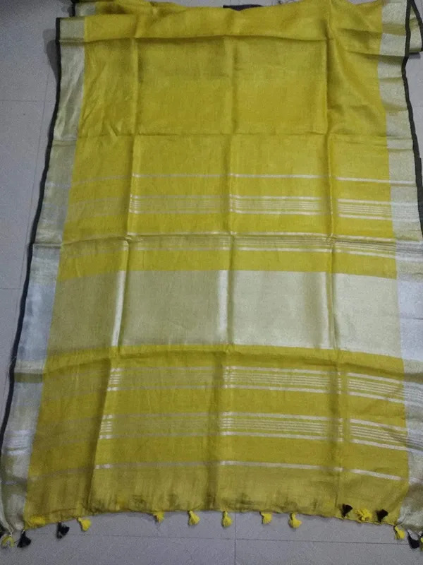 Mustard_Linen_Slub_Ethnic_Wear_Saree_For_Women_With_Blouse