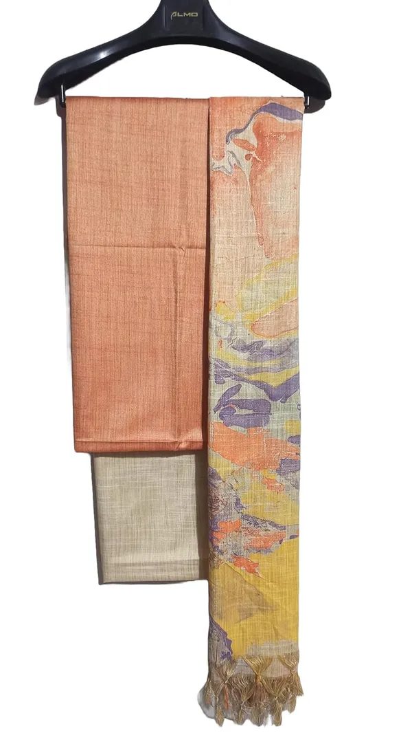 Orange_Handloom_Cotton_Silk_Unstitched_Suit_Set_for_Women_with_Marble_Print_Dupatta_|_Salwar_Suit_Dress_Material_for_Women_&_Girls