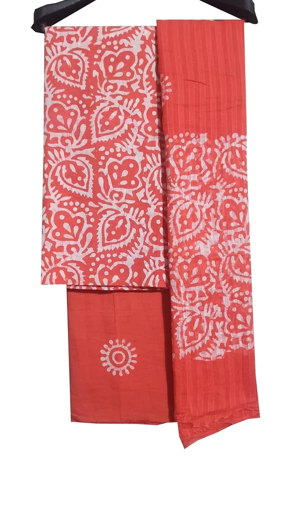 Peach_Cotton_Silk_Batik_Print_Unstitched_Salwar_Suit_Dress_Material_with_Duputta_For_Womens_And_Girls