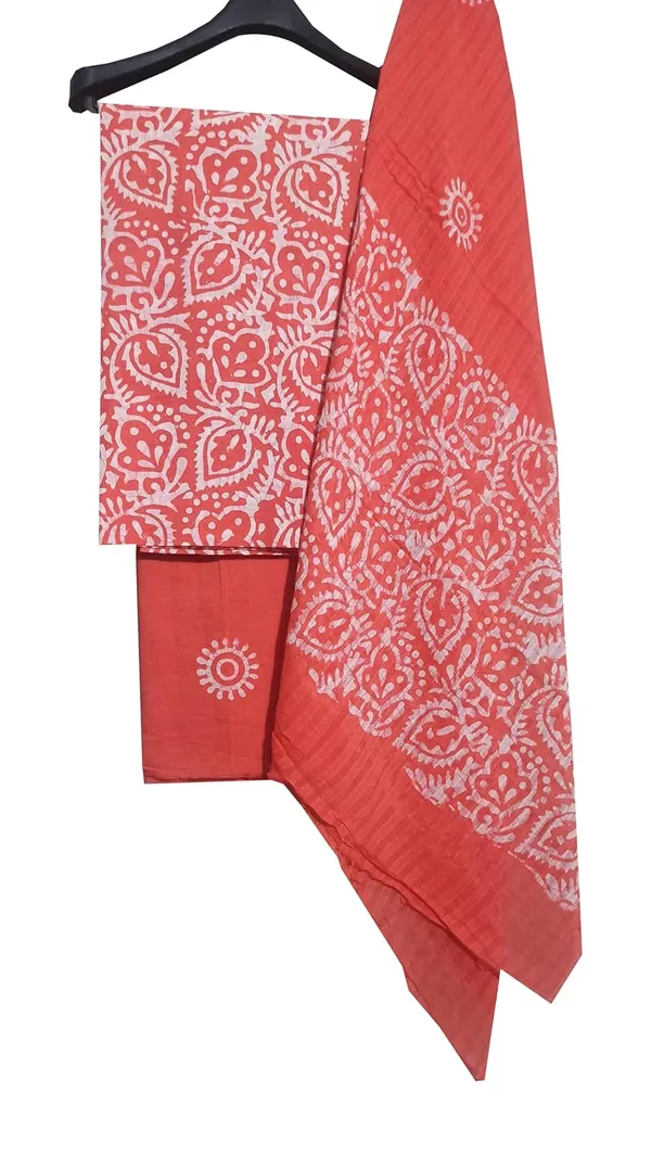 Peach_Cotton_Silk_Batik_Print_Unstitched_Salwar_Suit_Dress_Material_with_Duputta_For_Womens_And_Girls