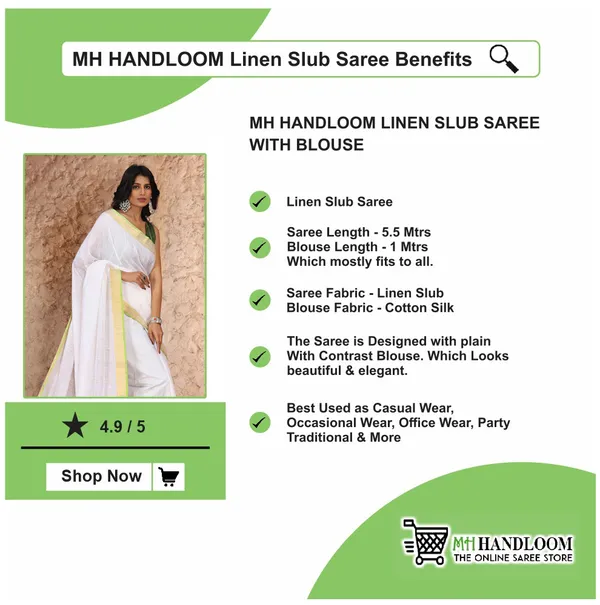 White_Women's_Linen_Slub_Saree_with_Blouse_Piece_for_Every_Occasion