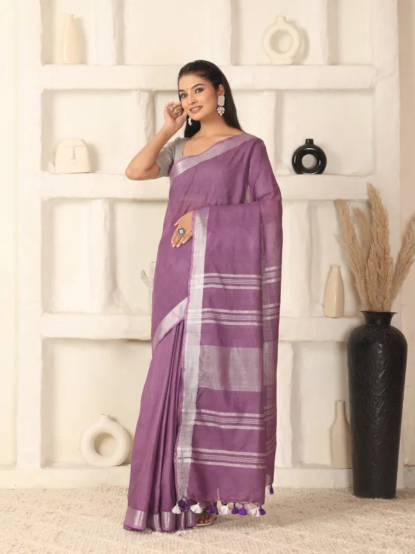 MH_HANDLOOM_WOMEN'S_LINEN_SAREE_WITH_BLOUSE_PIECE
