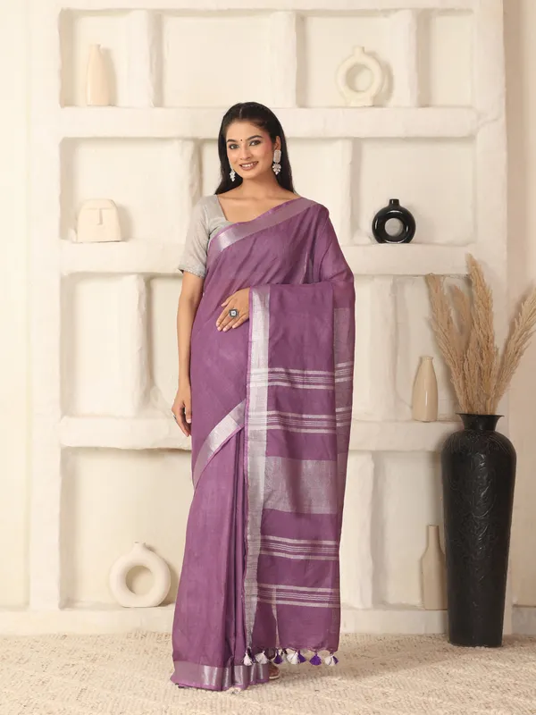 MH_HANDLOOM_WOMEN'S_LINEN_SAREE_WITH_BLOUSE_PIECE