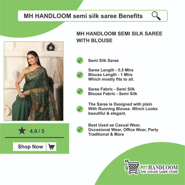 Green_Exquisite_Semi_Silk_Sarees_with_Blouse