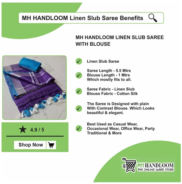 Purple_Women's_Linen_Slub_Saree_with_Blouse_Piece_for_Every_Occasion