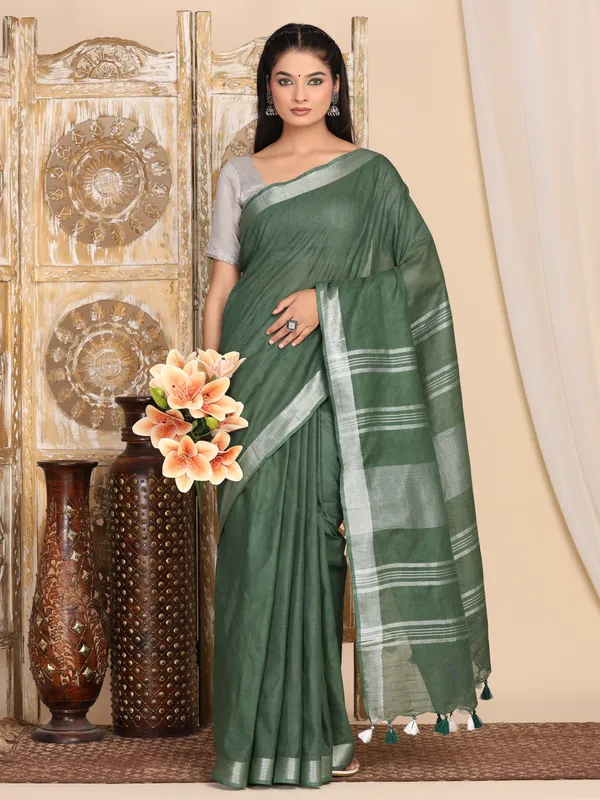 MH_HANDLOOM_WOMEN'S_LINEN_SAREE_WITH_BLOUSE_PIECE