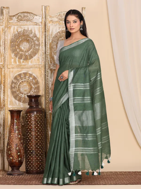 MH_HANDLOOM_WOMEN'S_LINEN_SAREE_WITH_BLOUSE_PIECE