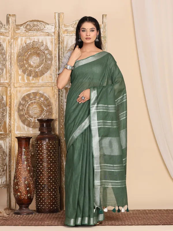 MH_HANDLOOM_WOMEN'S_LINEN_SAREE_WITH_BLOUSE_PIECE
