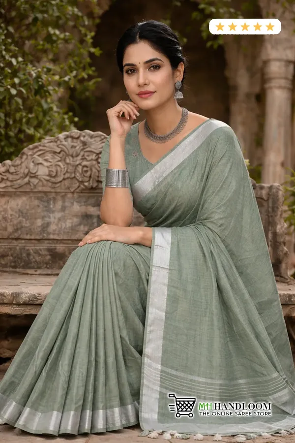 MH_HANDLOOM_Women's_Linen_Slub_Saree_with_Blouse_Piece_for_Every_Occasion