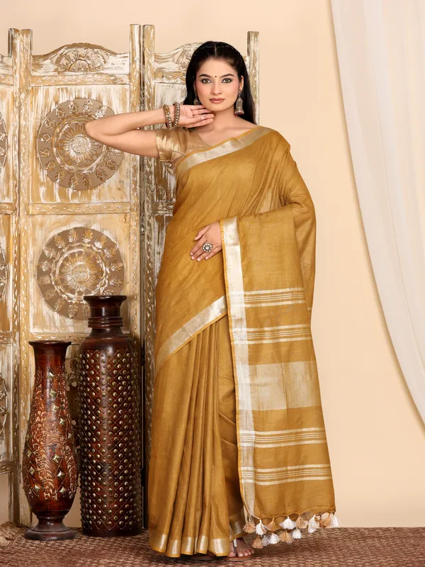 MH_HANDLOOM_WOMEN'S_LINEN_SAREE_WITH_BLOUSE_PIECE