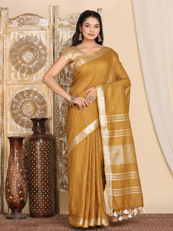MH_HANDLOOM_WOMEN'S_LINEN_SAREE_WITH_BLOUSE_PIECE