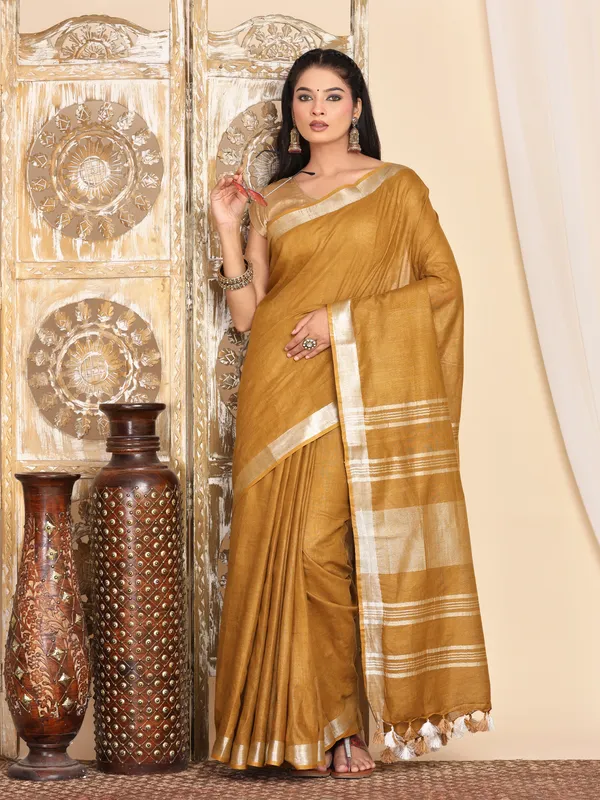 MH_HANDLOOM_WOMEN'S_LINEN_SAREE_WITH_BLOUSE_PIECE