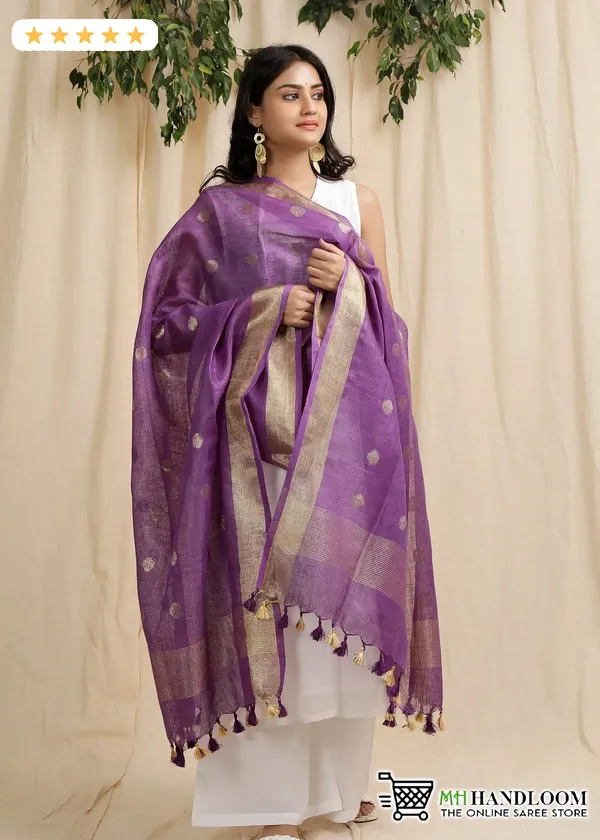 Linen_Cotton_Blend_Zari_Weaving_Handloom_rasgulla_Design_Dupatta