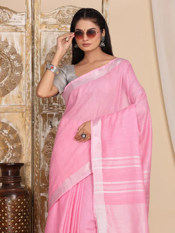 MH_HANDLOOM_WOMEN'S_LINEN_SAREE_WITH_BLOUSE_PIECE