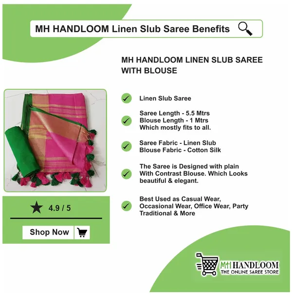 Pink_Women's_Linen_Slub_Saree_with_Blouse_Piece_for_Every_Occasion